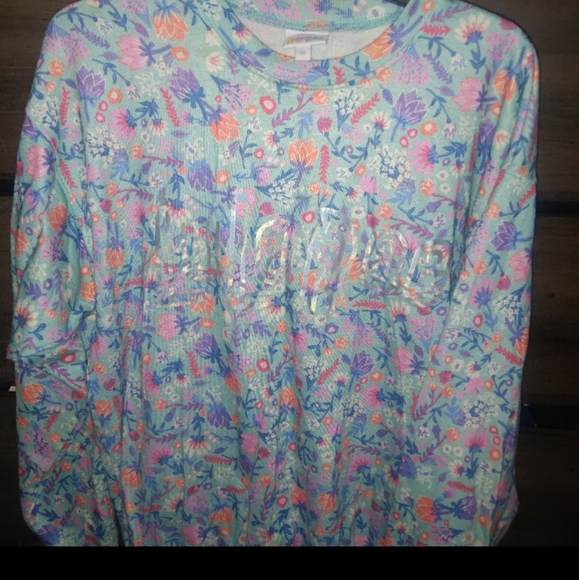 LULAROE floral crew neck sweatshirt - Picture 3 of 6